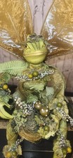 Handcrafted fantasy art  woodland frog prince Fairy figure leaf-like gold wings picture