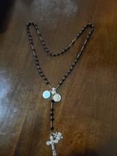 Vintage Pont Maximus Johannes XXIII And Crusifix Black Rosary picture