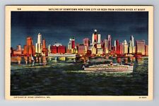New York NY-New York, Skyline of New York, Hudson River Antique Vintage Postcard picture