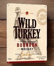 WILD TURKEY KY BOURBON WHISKEY METAL SIGN - VTG  - MAN CAVE NEW Still In Plastic picture