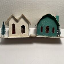 Vintage Paper Mica Cardboard Putz Christmas Mache Houses Japan Village picture