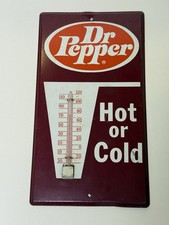Vintage Dr Pepper Hot or Cold Metal Thermometer Sign Made in USA picture