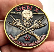 GEN-X 1965-1980 Skull *BADAS$ Generation Challenge Coin Collectible Medal picture