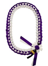 IndieCraft Grosgrain Ribbon 2026 Graduation Leis, Purple & White School Colors picture