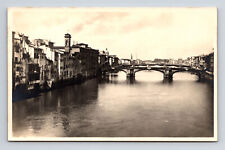 RPPC View of the River Arno Holy Trinity Bridge Firenze Florence Italy Postcard picture