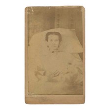 Antique CDV Photo Dying Woman In Bed 1879 15 Years Sick Handwritten Inscription picture