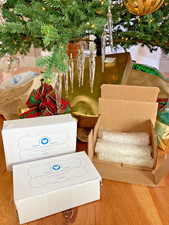 Glass ICICLE Christmas Tree Ornaments Hand Made Blown Set 10 New LOT 3 BOXES picture