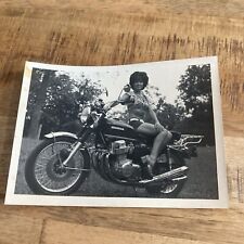 Vintage 5x7 Photo HONDA Motorcycle Cycle w/Pretty Girl 1970's picture