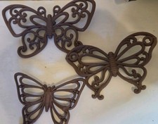 Vintage Homco Butterflies Set Of 3 Wall Decor #7537 Brown Wicker 1978  picture