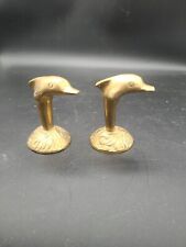 Vintage Solid Brass Leaping Dolphin Fish Figurine Hook Knob picture