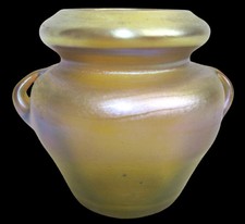 Two-handle Tiffany Studios cabinet urn marked #8059A, signed “LCT”, 2 ¾” picture