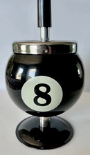 Retro Billiard Pool SPINNING Black #8 Ball Roulette New Vtg Style Ashtray MCM picture