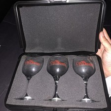RARE Cornell University Wine Glasses with Protective Case Set Of  3 Wine Expert picture