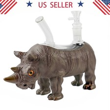 Rhino Hookah 8inch Glass Bongs and Water Pipes Smoking Bubbler Bong 14mm bowl picture