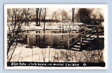 RPPC 1915. CASTALIA, OH. BLUE HOLE, CLUB HOUSE IN WINTER. POSTCARD. 1A38 picture