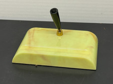 Vintage Green Marbled Plastic Resin Desktop Pen Holder Retro Mid Century Office picture