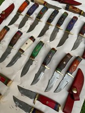 WHOLESALE LOT OF 20 CUSTOM HANDMADE DAMASCUS STEEL OUTDOOR KNIVES WITH SHEATH picture