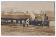 c1905 Railroad Station Depot Locomotive Train Horse RPPC Photo Postcard picture