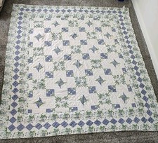 Vtg JCPenney Home Collection Patchwork Quilt Floral Pinwheel Cottage Core 84 x91 picture