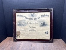 RARE Antique Sons of the American Revolution Framed Certificate 1925 picture