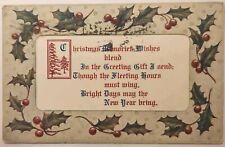 Vintage Postcard Christmas Wishes Poem Hpllyberry Border Embossed picture
