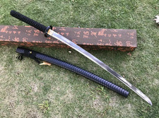 HANDMADE JAPANESE SAMURAI KATANA SWORD DAMASCUS FOLDED STEEL SHARP FULL TANG picture