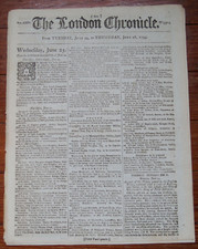 THE LONDON CHRONICLE NEWSPAPER June 26, 1794 - Siege Of Calvi picture