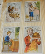 ~8~ ATMORE'S MINCE MEAT & ENGLISH PLUM PUDDING 1880s TRADE CARDS - LOWELL, MASS. picture