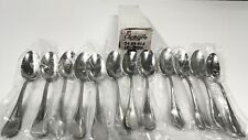 CHRISTOFLE Hotel Acier TRIANON set of 12 7” DESSERT SPOONS made in FRANCE NIB picture