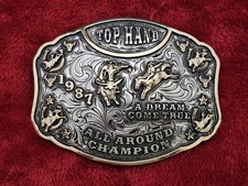 ALL AROUND TOP HAND☆1987☆X~TREME☆RODEO CHAMPION TROPHY BUCKLE☆Vintage☆Rare☆18 picture