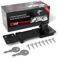 Primeware Keyed Twist-Knob Hasp Latch, Complete Kit with Keys & Hardware, Durabl picture