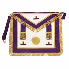 Memphis‑Misraïm 96º / 97º Embroidered Apron – Imitation Leather – Violet Moiré picture