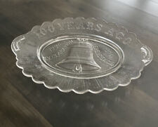 Vintage Glass USA Centennial Liberty Bell Platter 1776/1876 100 Years 13x9.5 In. picture
