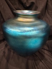 Monumental Steuben Blue Aurene Iridescent Art Glass Vase - 11