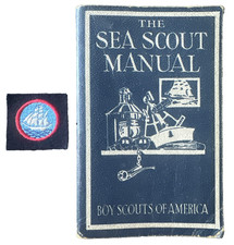 1945 Sea Scout Manual & Long Voyage Felt Square Cut Border Patch Lot of 2 picture