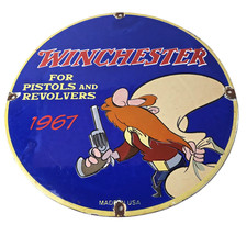Vintage Winchester Porcelain Sign - Gas Station Pistols Advertisement Sign picture