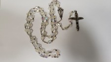 Vintage Rosary Faceted Aurora Borealis Beads Crucifix Silver and Bronze Tone  picture
