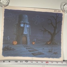 Spongebob Animation Cel Background Print Vintage Cartoons Art HALLOWEEN BG R picture