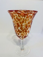 NOVICA Javier Efren Hand Blown Glass Tortoise Shell Wine Goblets 8”Set Of 4 picture
