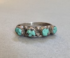 Old Pawn zuni Sterling Silver Turquoise Ring  Size 8 picture