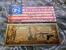 2pc USA 2nd Amendment Gold Foil Plated Collectible Novelty Banknote set   Mint picture