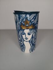 Starbucks 2016 Limited Edition Anniversary Siren Gold Crown Tumbler 12oz stained picture