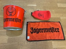 New Jagermeister 3 Piece Bar Set Orange Ice Bucket Cotton Towel Bottle Koozie picture