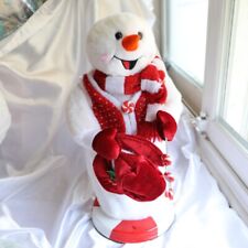 Gemmy Peppermint Twist Snowman No box Spinning *Does Not Tip Hat* WORKS Video picture