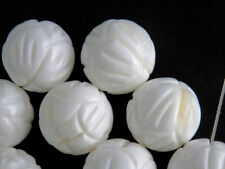 30 Pcs Pure Tibetan Natural Shell Hand Carved *Lotus* 15mm Round Beads picture