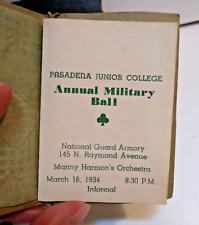 1934 Pasadena Jr. College Annual Military Ball Dance Card # 227 MRTR6 picture