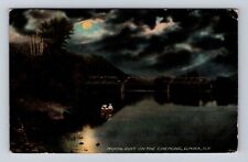 Elmira NY- New York, Moonlight On The Chemung, Antique, Vintage c1912 Postcard picture