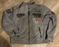 Harley-Davidson Men’s XL Gray Genuine MotorClothes Jacket Skull Patch 1903 picture