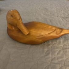 Vintage Unbranded Wood Carved Duck Decoy with Glass Eyes picture