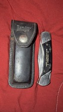 Vintage Ranger Longhorn LB 125 USA Folding Pocket Knife - Black - with Sheath picture
